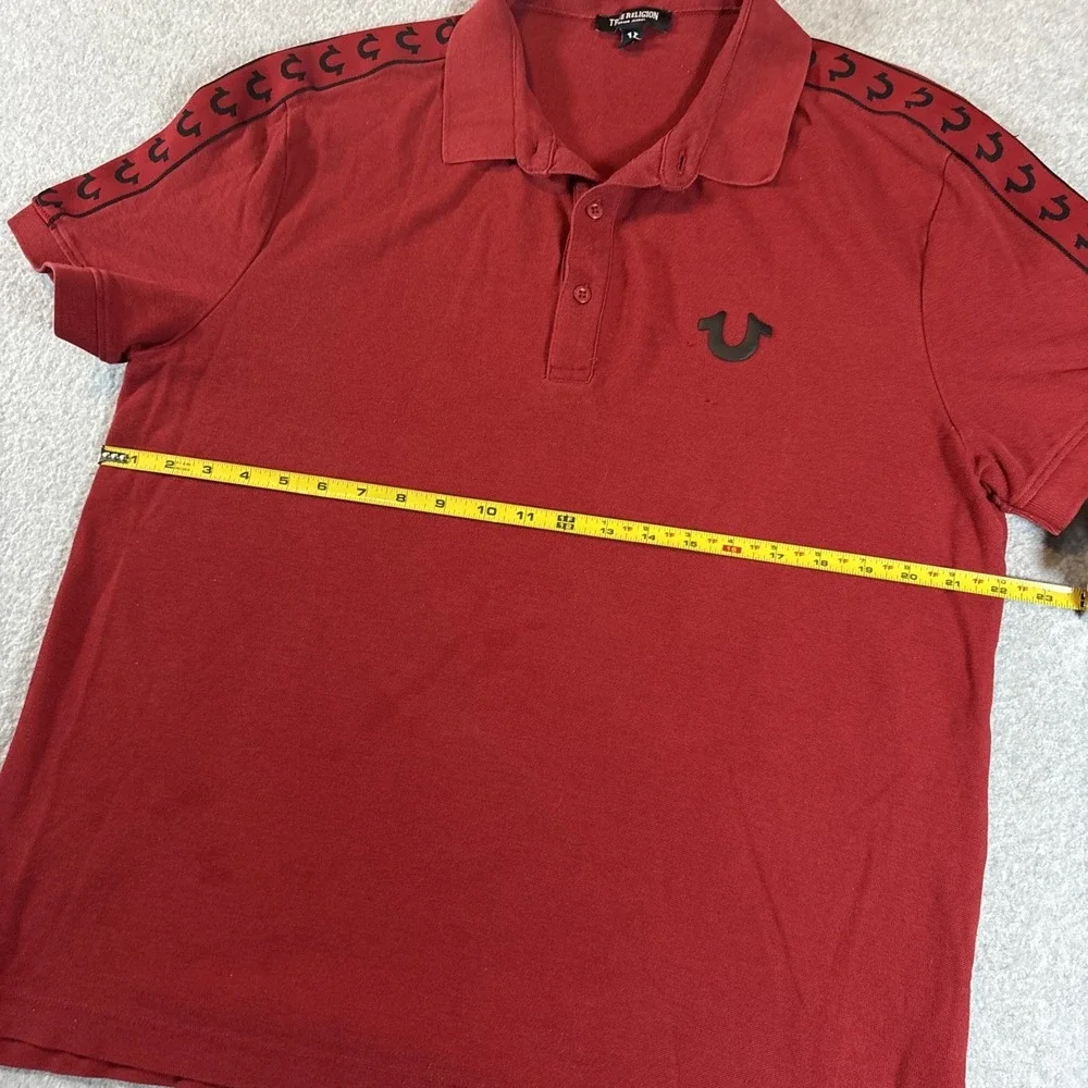 True Religion Men's Red Polo Shirt Short Sleeve Sz L Fair Condition